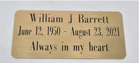 Customized Engraved Brass Name Plate - 2 Styles Gold or Black - Solid Brass 2" x 4" or 1" x 3"  Plaque Size