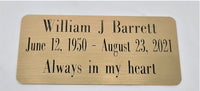 Customized Engraved Brass Name Plate - 2 Styles Gold or Black - Solid Brass 2" x 4" or 1" x 3"  Plaque Size
