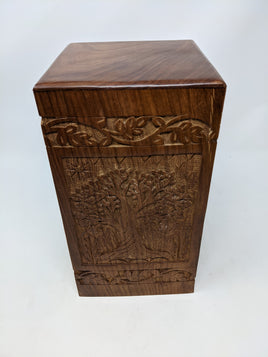 Scratch & Dent Rosewood Tower Urn with Engraved Tree - IUWD105-Tree