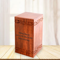 Large Solid Rosewood Brass Praying Hand Tower Cremation Urn - IUWD115-PH