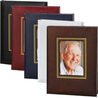 Double Border Picture Frame Memorial Guest Book - 6 Ring - STFB101-Blue