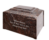 Ruby Pillared Cultured Marble Adult Cremation Urn
