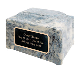 Sky Blue Pillared Cultured Marble Adult Cremation Urn