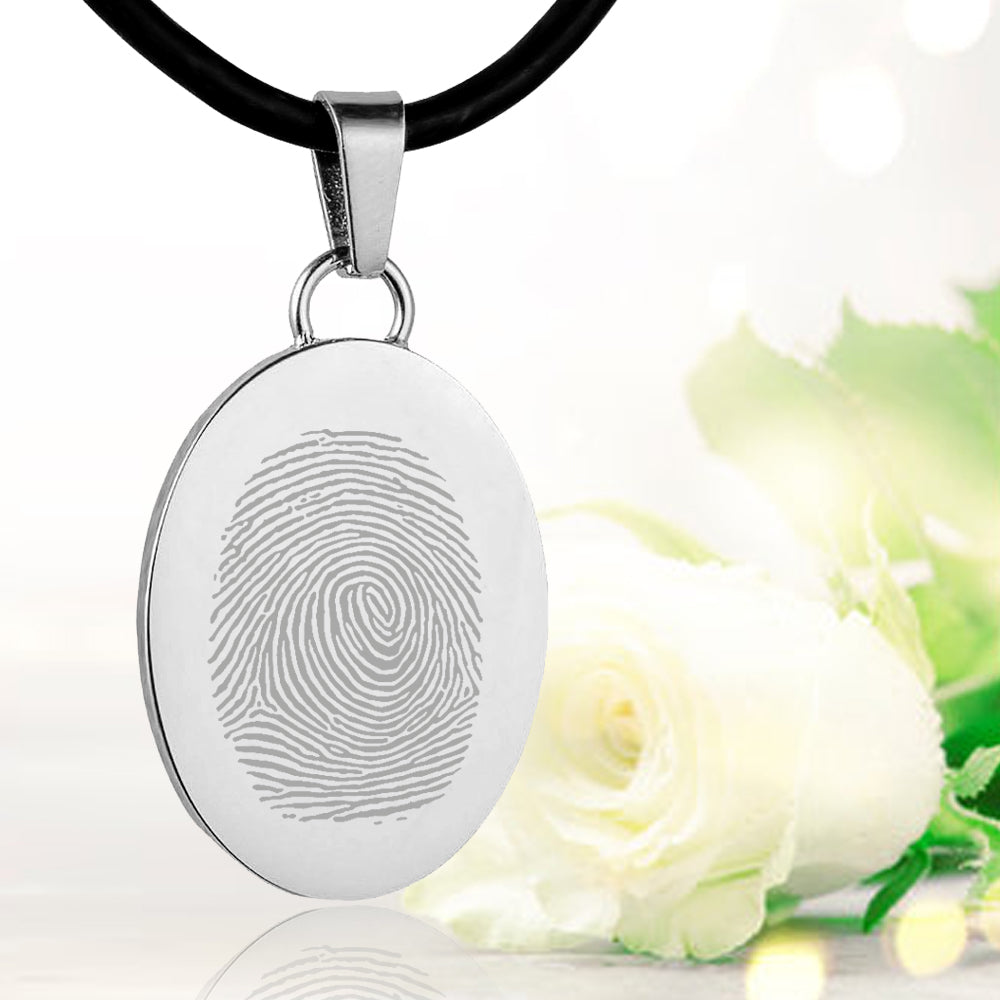 Sterling silver fingerprint pendant - Oval