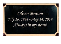 Black Custom Engraved Name Plaque with Gold Lettering - 3" x 6" plate with notched corners