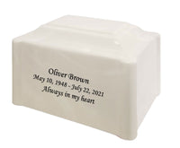 White Pearl Pillared Cultured Marble Adult Cremation Urn
