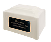 White Pearl Pillared Cultured Marble Adult Cremation Urn
