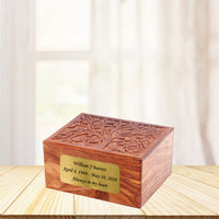 Large Solid Rosewood Hand-carved Real Tree Design Cremation Urn - IUWD100-REAL