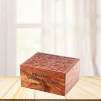 Large Solid Rosewood Hand-carved Real Tree Design Cremation Urn - IUWD100-REAL