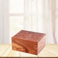 Large Solid Rosewood Hand-carved Real Tree Design Cremation Urn - IUWD100-REAL
