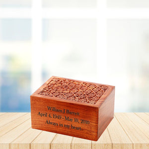 Large Solid Rosewood Hand-carved Tree of Life Cremation Urn - IUWD100-TOL