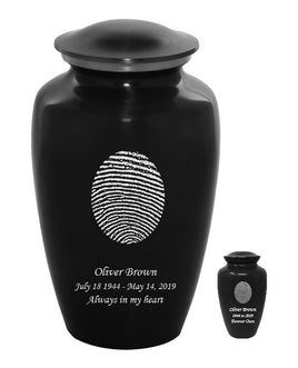 Fingerprint Cremation Urn, Black - IUFIPR100-Black