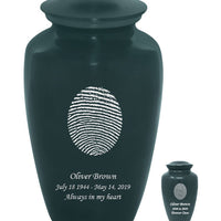 Fingerprint Cremation Urn - Green