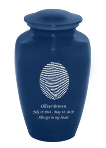 Fingerprint Cremation Urn - Blue